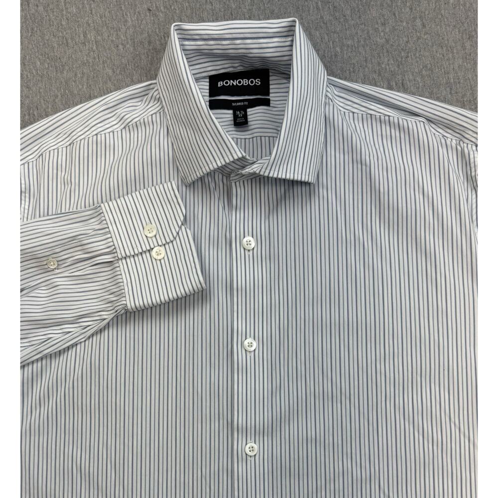Bonobos Shirt Mens 16.5 - 32 Striped Cotton Blend Stretch Tailored Fit